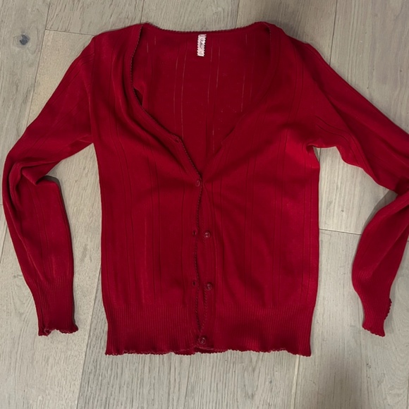 PRETTIES VENICE US BRAND Pointelle Pret Cardy RED - Picture 1 of 5